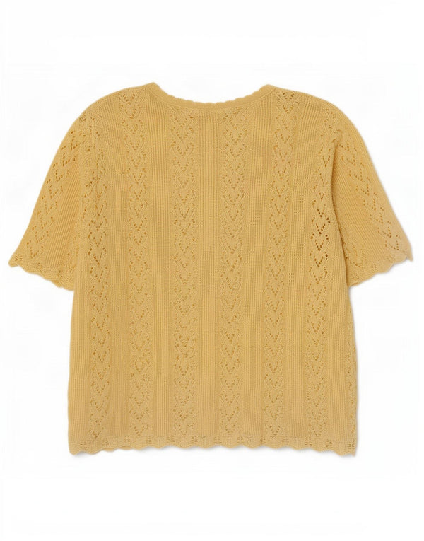 Bluză din tricot supradimensionată pentru femei Vintage UK 14 Galben mediu