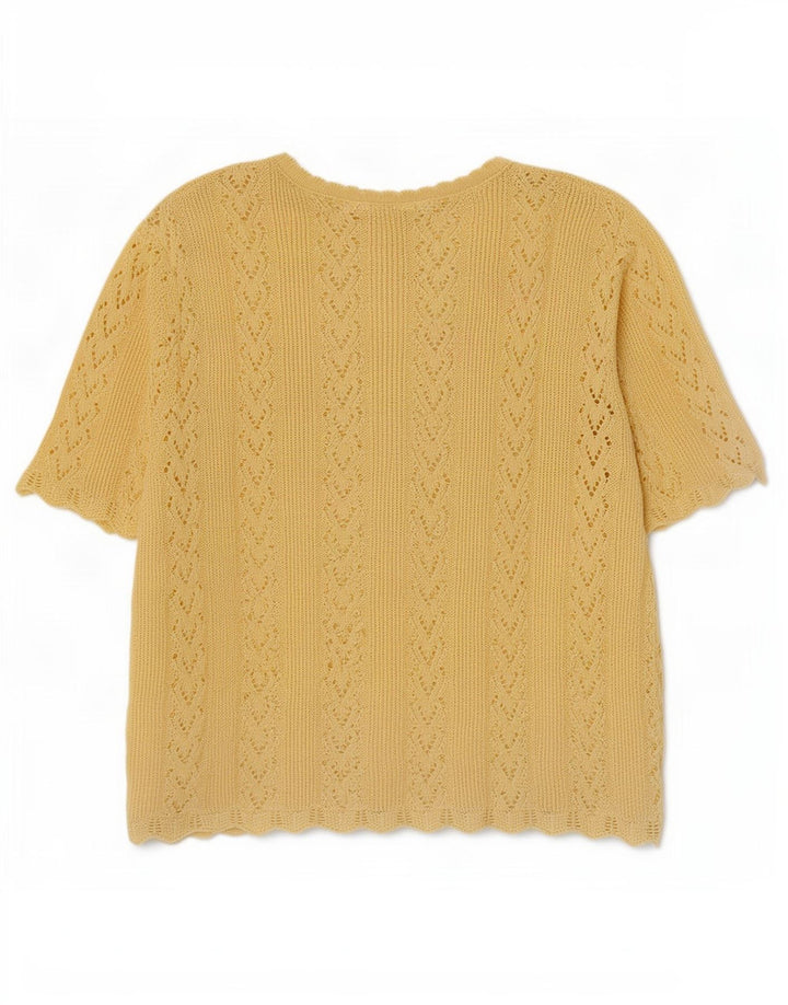 Bluză din tricot supradimensionată pentru femei Vintage UK 14 Galben mediu