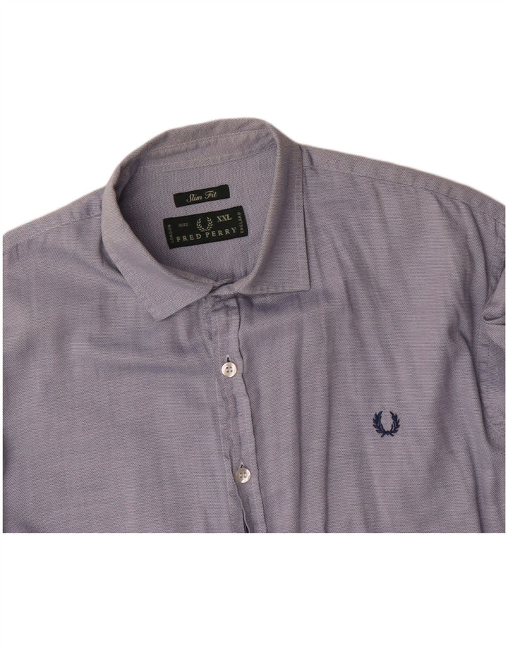 Cămașă Slim Fit FRED PERRY pentru bărbați, bumbac albastru 2XL