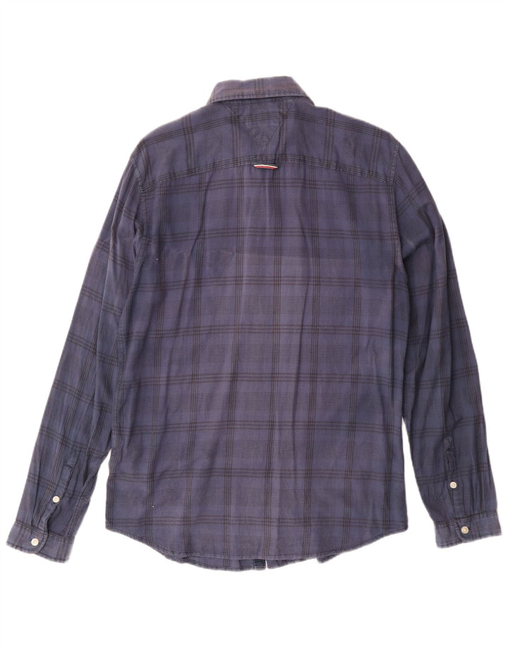 Cămașă pentru bărbați Tommy Hilfiger, bumbac cu carouri, albastru bleumarin mediu