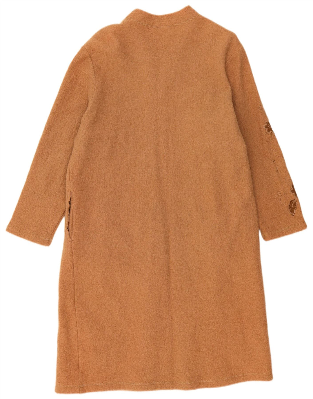 Pardesiu vintage pentru femei UK 22 3XL bej lână florală