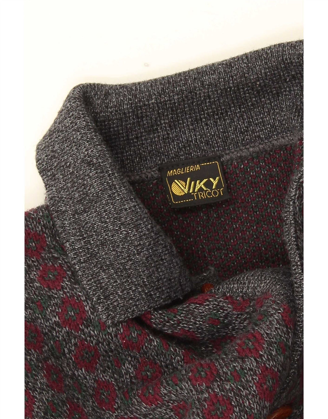 Pulover Viky Tricot pentru bărbați cu gât polo IT 50 Medium Gri Geometric