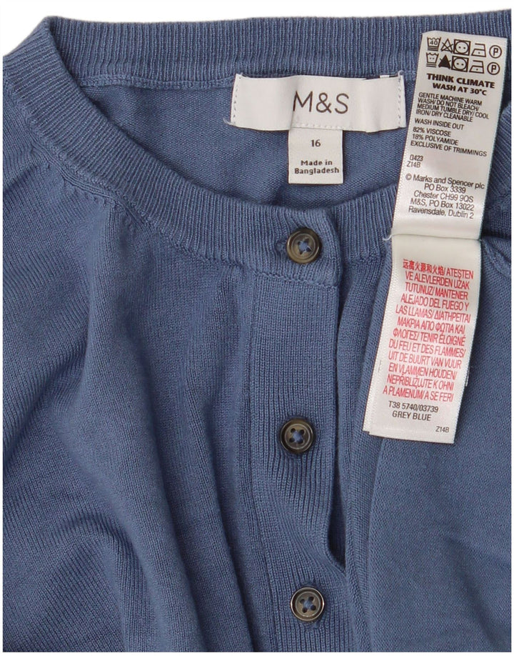 Marks & Spencer Pulover Crop Cardigan pentru Damă UK 16 Large Blue Viscose
