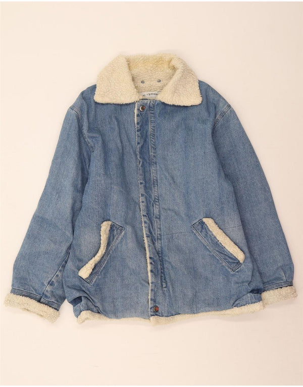 Jachetă din denim Sherpa pentru bărbați vintage UK 38, albastru mediu