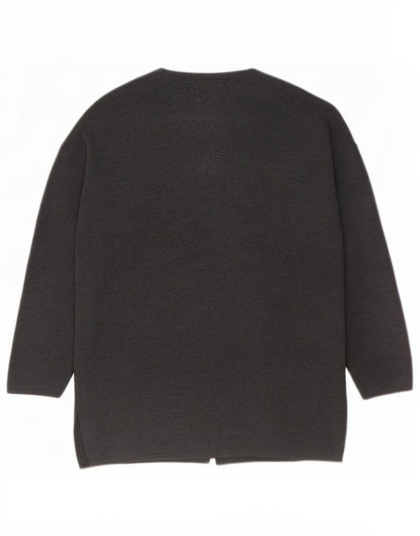 Pulover cardigan supradimensionat pentru femei Benetton UK 16 Lână mare gri
