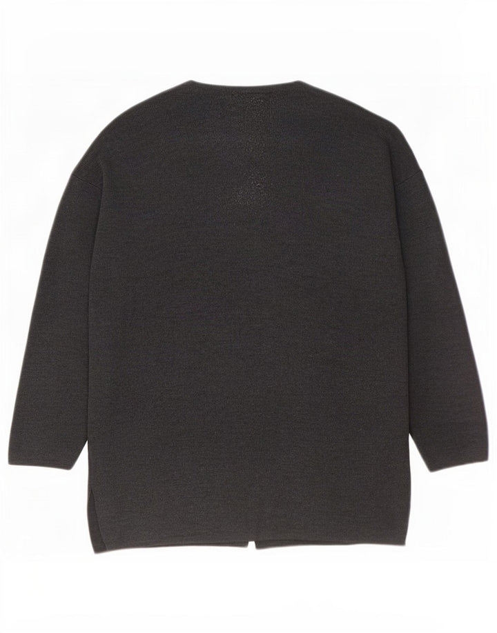 Pulover cardigan supradimensionat pentru femei Benetton UK 16 Lână mare gri