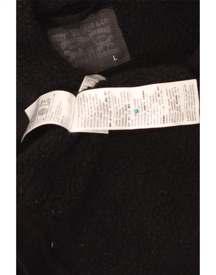 Jachetă de blugi Sherpa pentru femei Levi's UK 16, mare, negru, bumbac