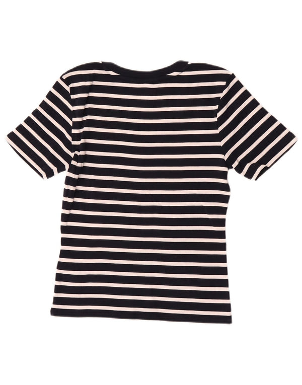 Tricou crop Tommy Hilfiger pentru femei Top UK 10 mic bumbac cu dungi negre
