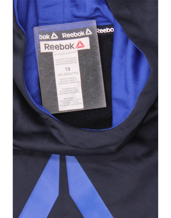 Pulover cu glugă grafic REEBOK pentru băieți 15-16 ani 2XL bleumarin poliester