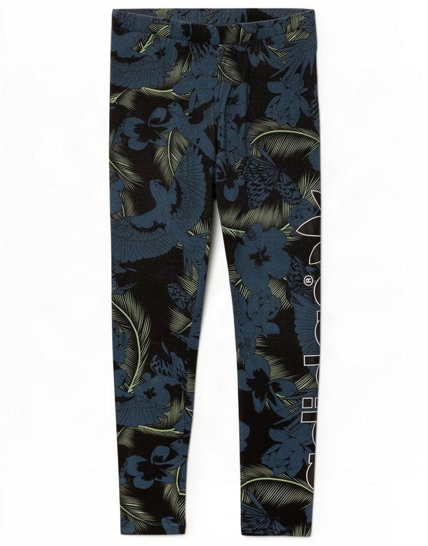 Leggings cu grafic pentru femei Adidas UK 10 Small Blue Floral Bumbac