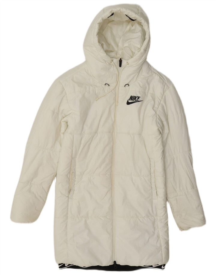 Palton căptușit cu glugă Nike pentru femei UK 6 XS poliester alb
