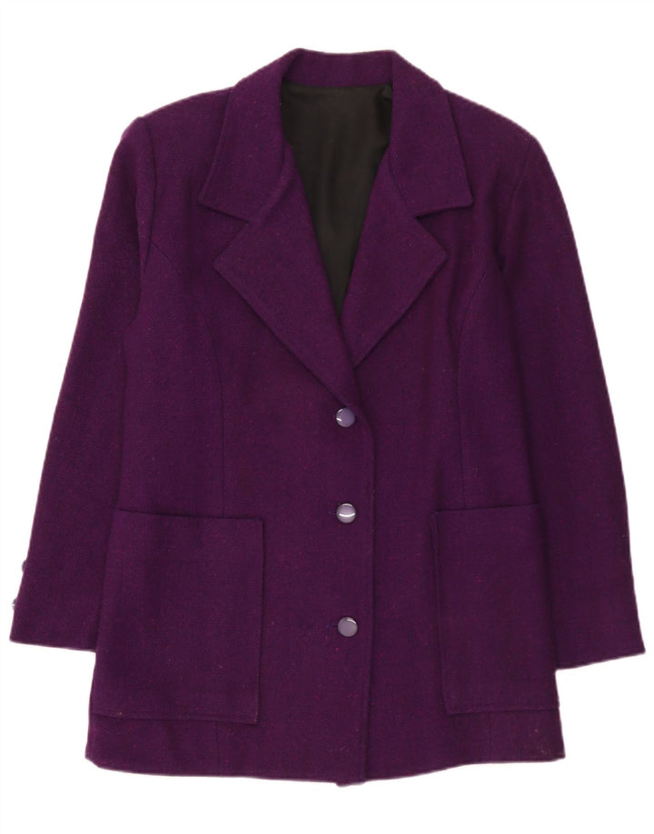 Jachetă vintage pentru femei cu 3 nasturi, UK 12, violet mediu