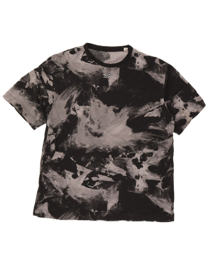 Tricou Reebok pentru bărbați cu model abstract Top mare din bumbac negru