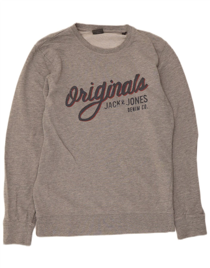 Jack & Jones Pulover grafic pentru bărbați, bumbac mic, gri