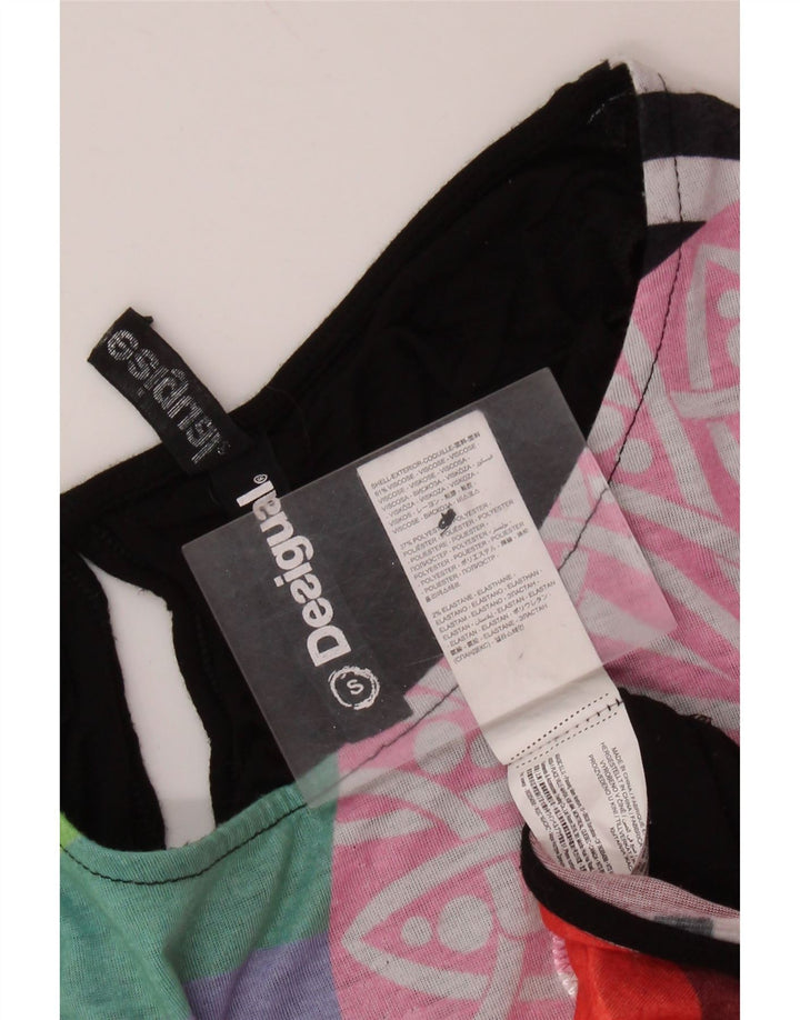 Tricou grafic supradimensionat pentru femei Desigual Top UK 10 Small Black Viscose