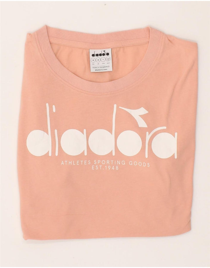 DIADORA Womens Graphic T-Shirt Top UK 14 Medium Pink Vintage Diadora and Second-Hand Diadora from Messina Hembry 