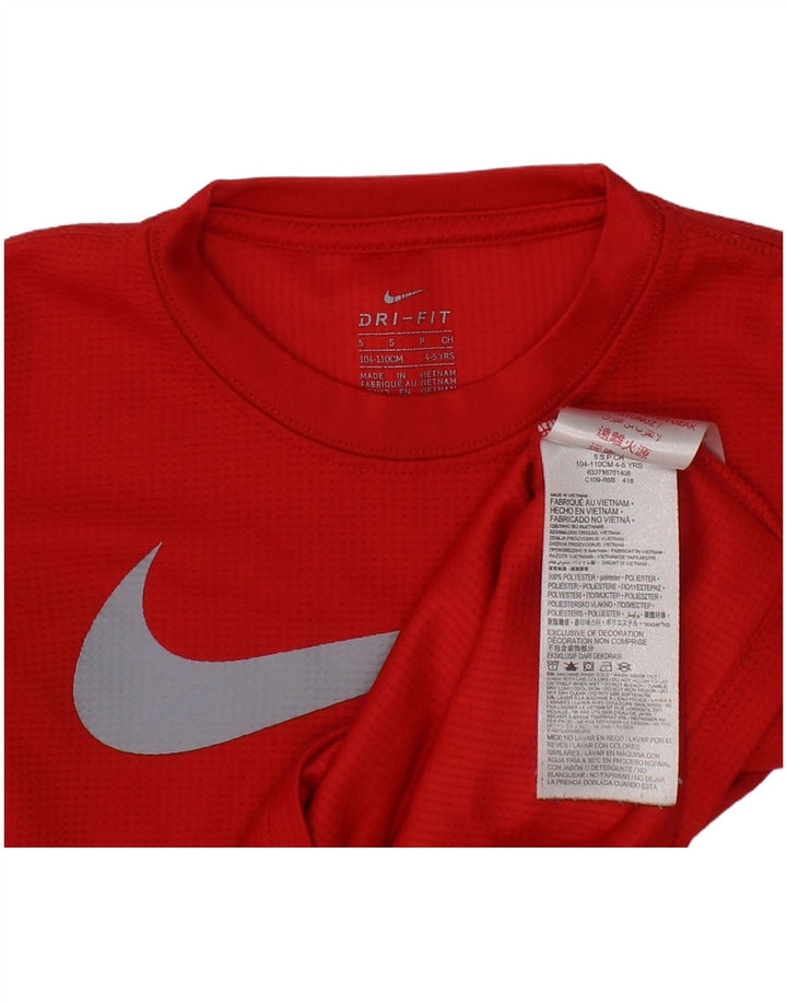 Top grafic Nike pentru băieți cu mânecă lungă, 4-5 ani, poliester roșu