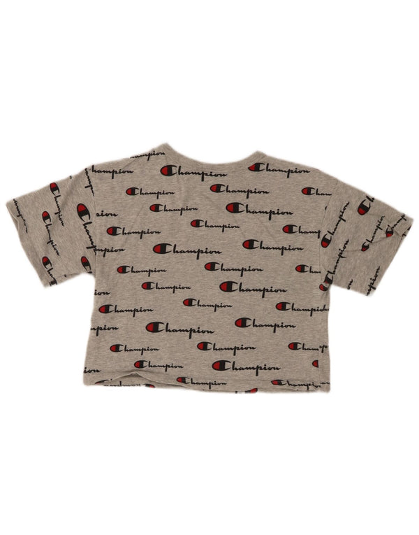 Tricou cu grafic crop Champion pentru femei Top UK 6 XS Grey Flecked