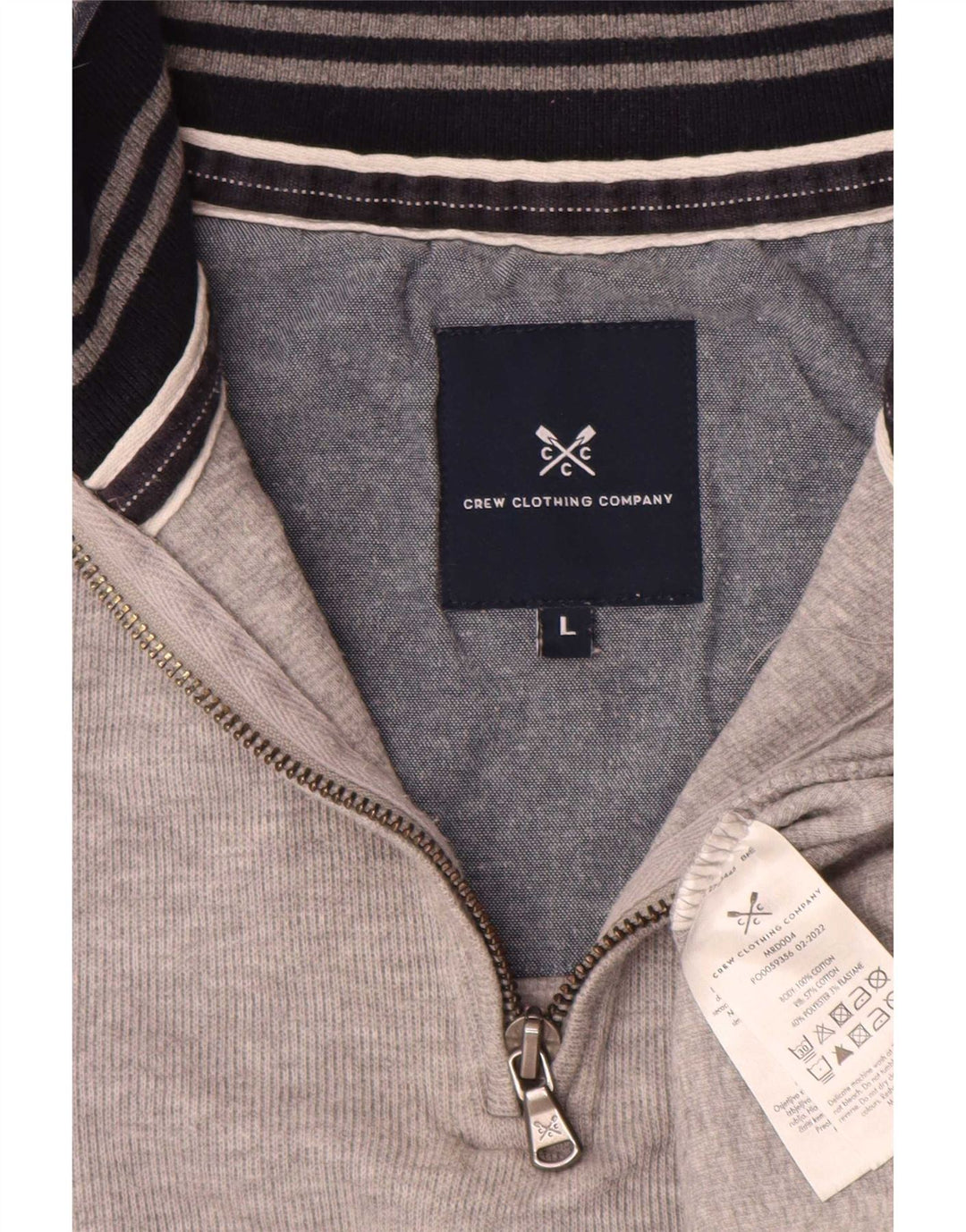 Crew Clothing Hanorac pentru bărbați, cu fermoar și gât, Jumper mare, gri, pete