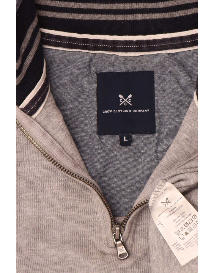 Crew Clothing Hanorac pentru bărbați, cu fermoar și gât, Jumper mare, gri, pete