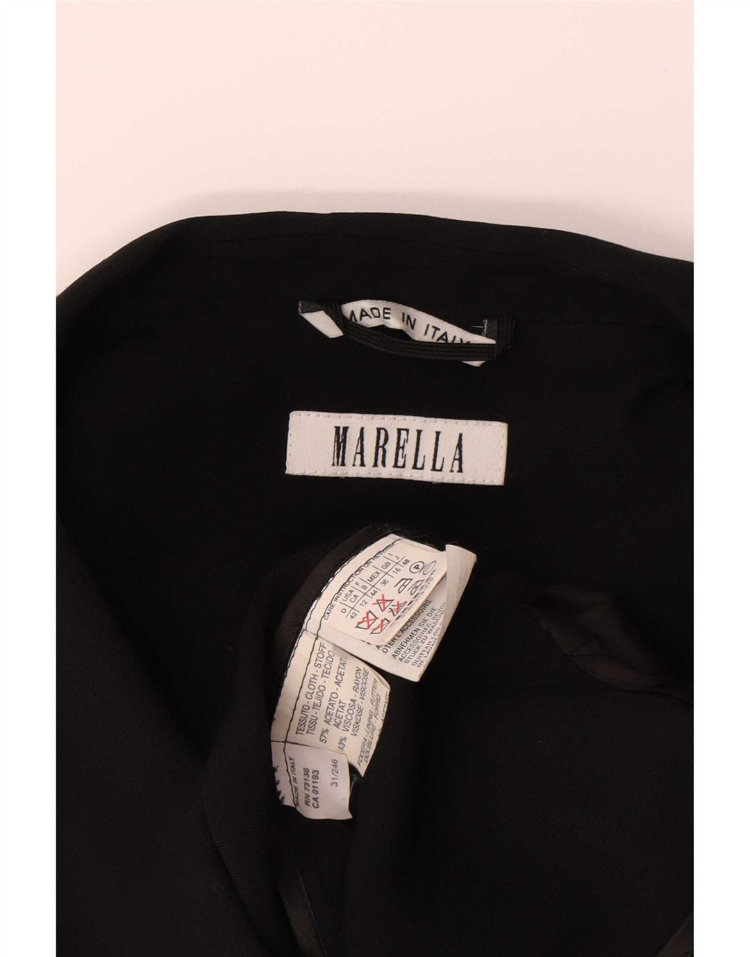Jachetă Blazer pentru femei Marella cu mâneci 3/4 UK 16 Acetat mare negru