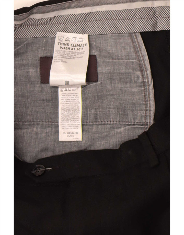 Pantaloni de costum pentru bărbați Marks & Spencer, cu tăiere obișnuită, L36 L33 Lână neagră