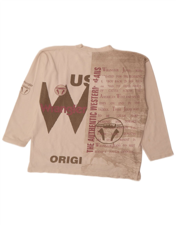 Top grafic pentru bărbați Wrangler cu mânecă lungă, mare, albă