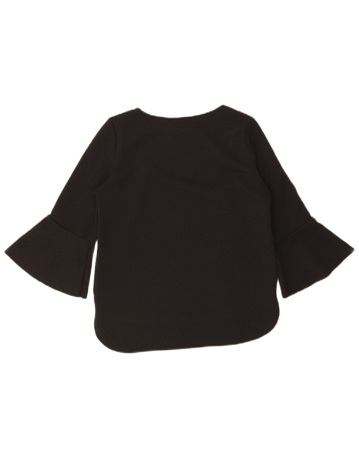 Top pentru femei Zara cu mâneci 3/4 UK 10, poliester negru mic
