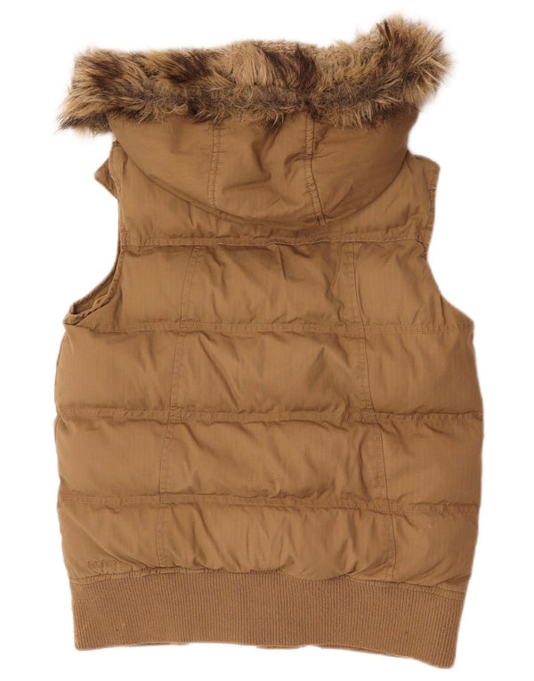 Gilet căptușit cu glugă pentru femei Fat Face UK 8 mic, bej, bumbac