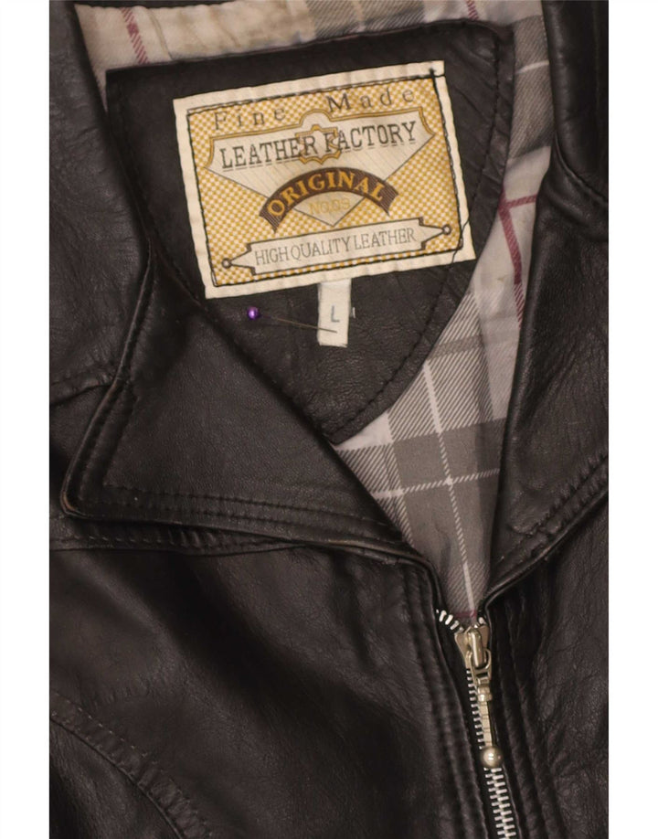 Gilet din piele vintage pentru femei UK 14, mare, neagră