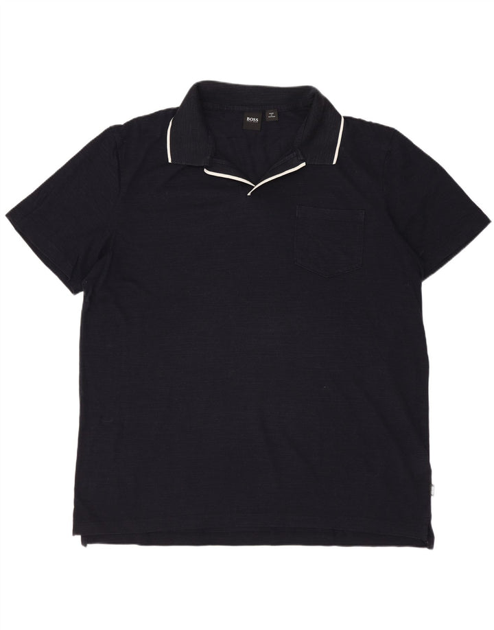 Cămașă polo HUGO BOSS pentru bărbați 2XL bumbac bleumarin