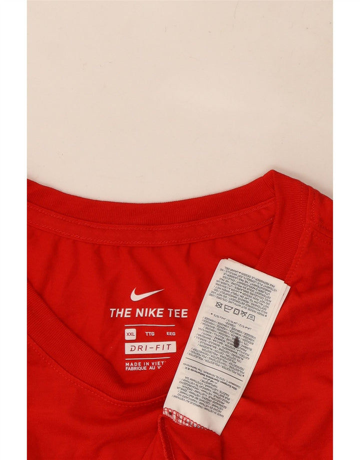 Tricou grafic pentru bărbați NIKE Dri Fit Top 2XL poliester roșu
