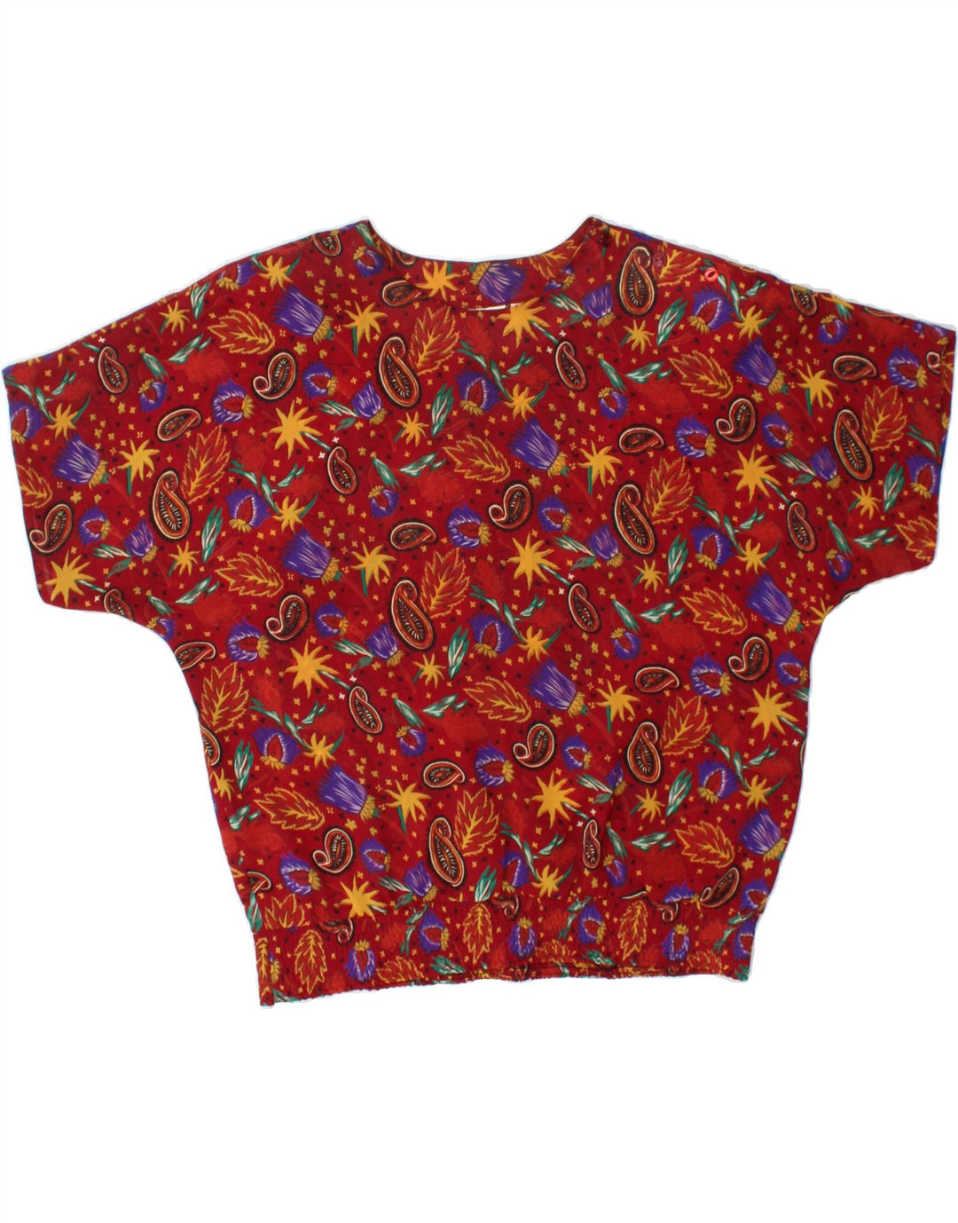 VINTAGE Womens Oversized Blouse Top US 12 Large Red Paisley Polyester Vintage Vintage and Second-Hand Vintage from Messina Hembry 