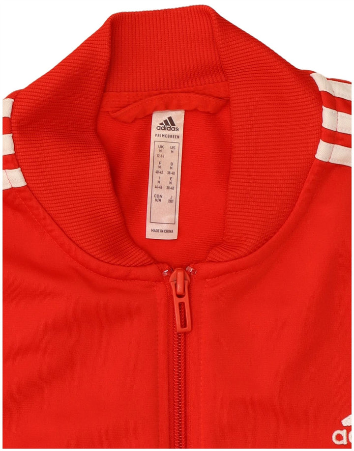 Jachetă de top pentru trening Adidas Primegreen pentru femei UK 12/14 Poliester roșu mediu