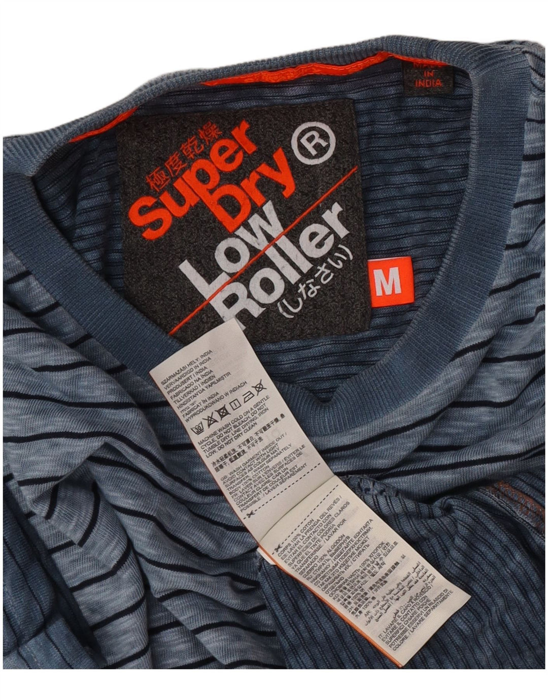Tricou pentru bărbați Superdry Top din bumbac cu dungi albastre medii