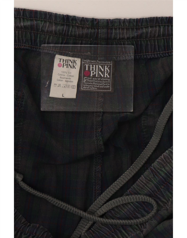 THINK PINK Pantaloni de jogging cu grafică pentru bărbați Pantaloni casual mari L36 L32 Blue Check