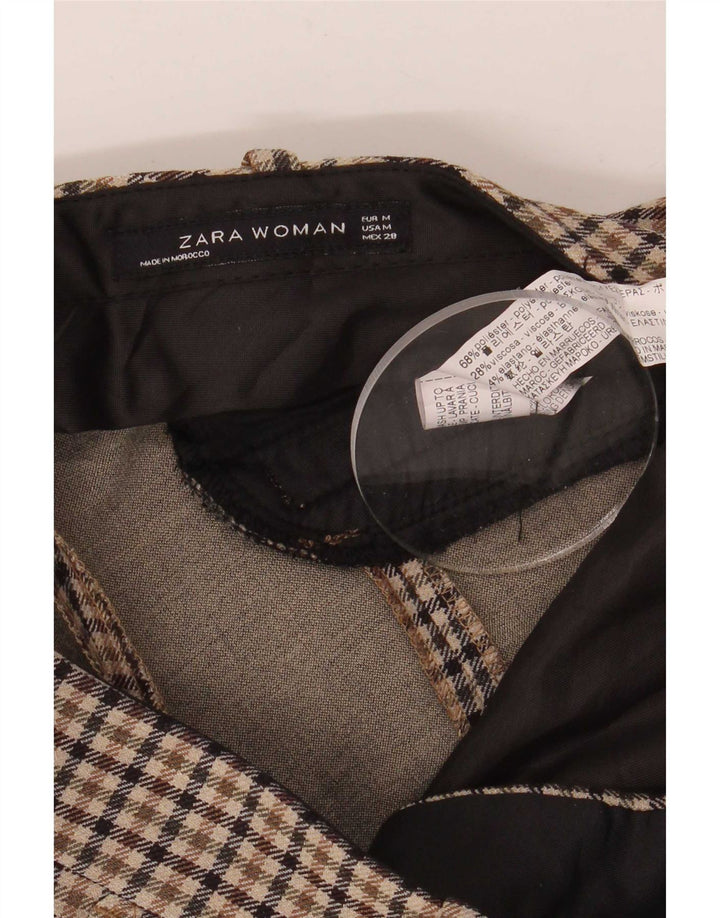 Pantaloni chino drepți pentru femei Zara Mediu L28 L28 Poliester cu carouri maro