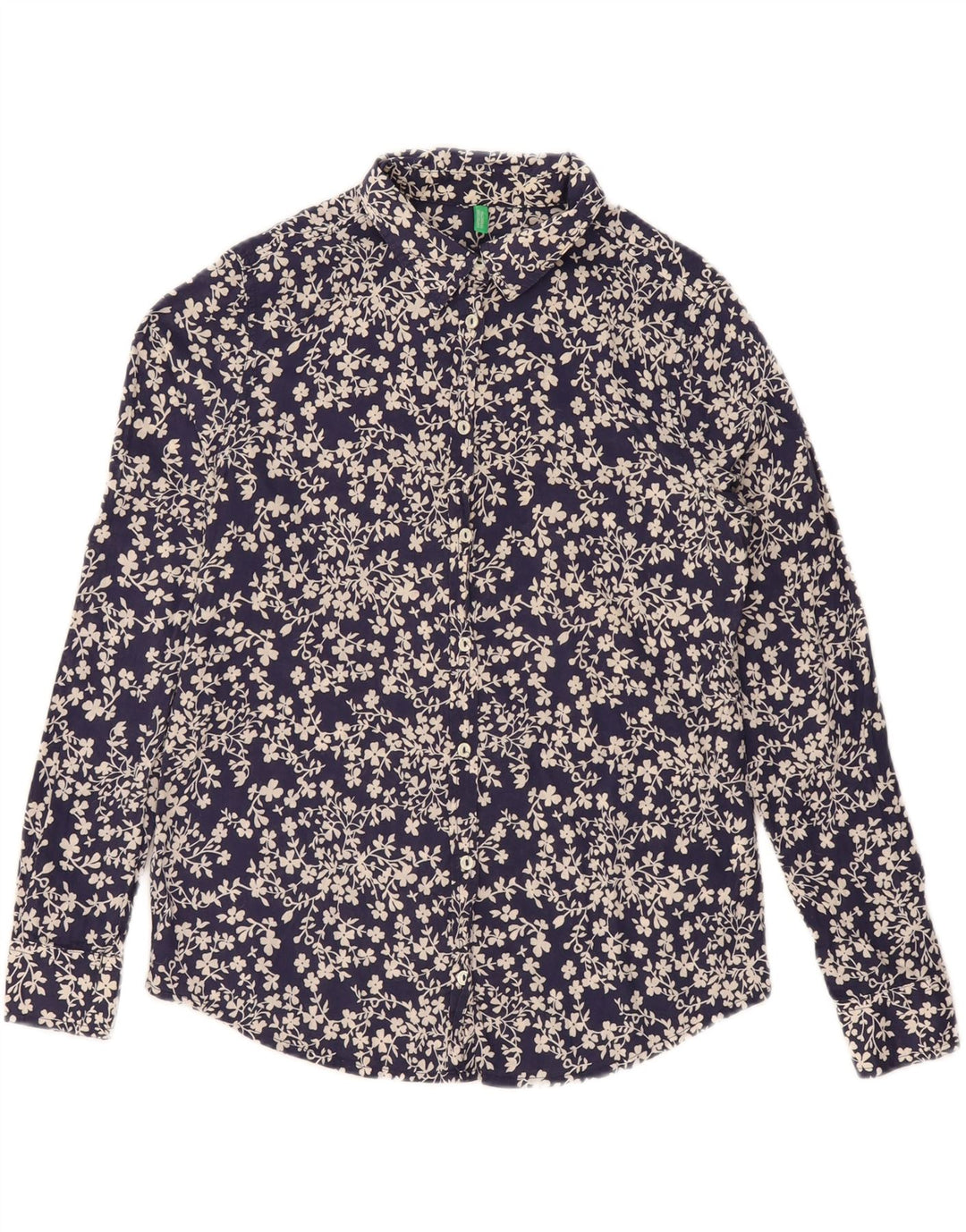 Cămașă supradimensionată pentru femei BENETTON UK 10 mic, albastru, bumbac floral