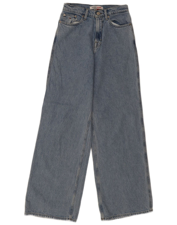 Blugi pentru femei Tommy Hilfiger, cu talie înaltă, cu picioare largi, L24 L30, bumbac albastru