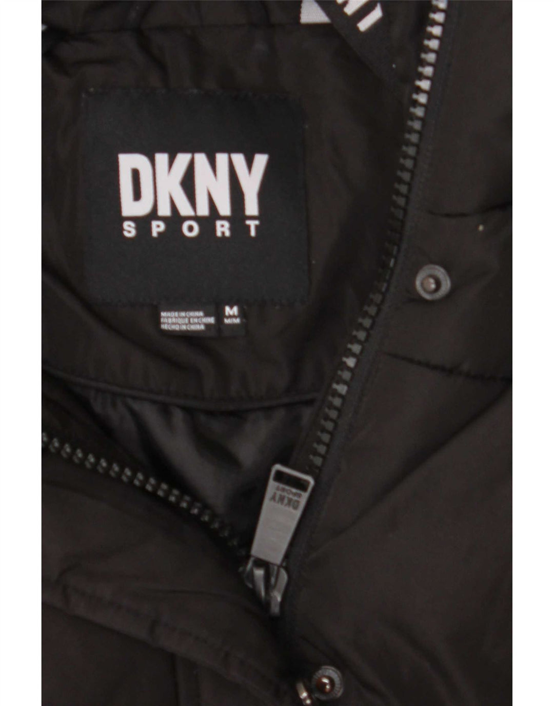 Dkny Palton capitonat supradimensionat cu glugă pentru femei UK 14 Medium Black Poliester