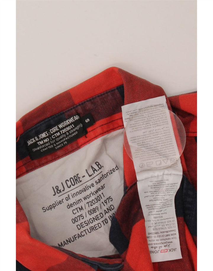 Cămașă de flanel pentru bărbați JACK & JONES, bumbac cu carouri mici, roșii