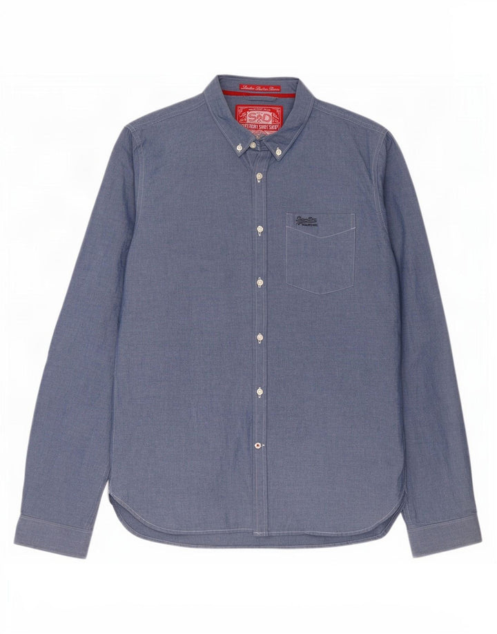 Cămașă pentru bărbați Superdry XL, bumbac albastru