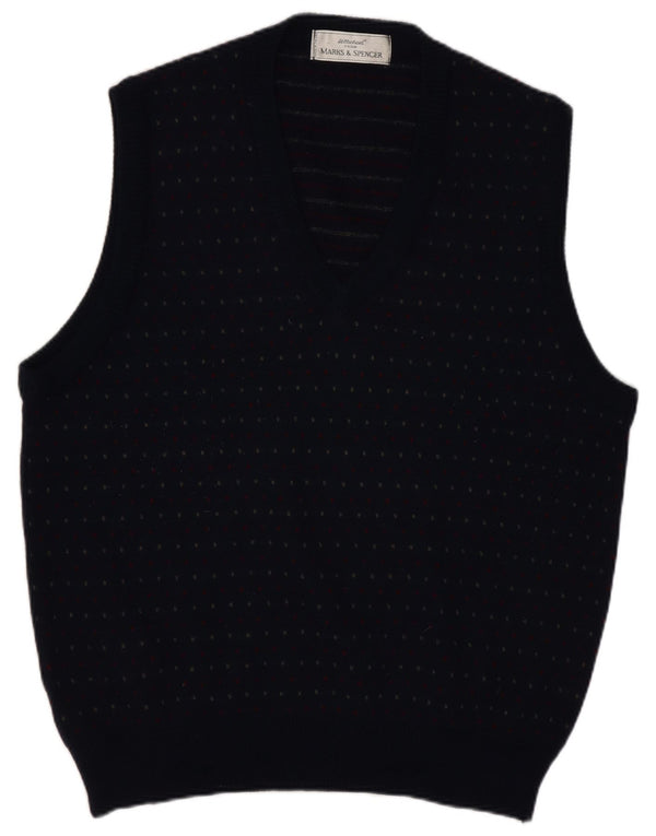 Marks & Spencer Vest pentru bărbați Tank Top Mare Lână cu pete, albastru bleumarin