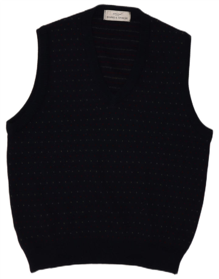Marks & Spencer Vest pentru bărbați Tank Top Mare Lână cu pete, albastru bleumarin
