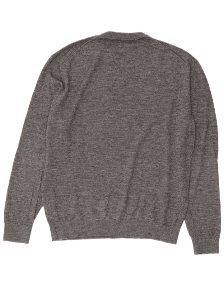 Pulover pentru bărbați Zara XL cu gât roșu, gri