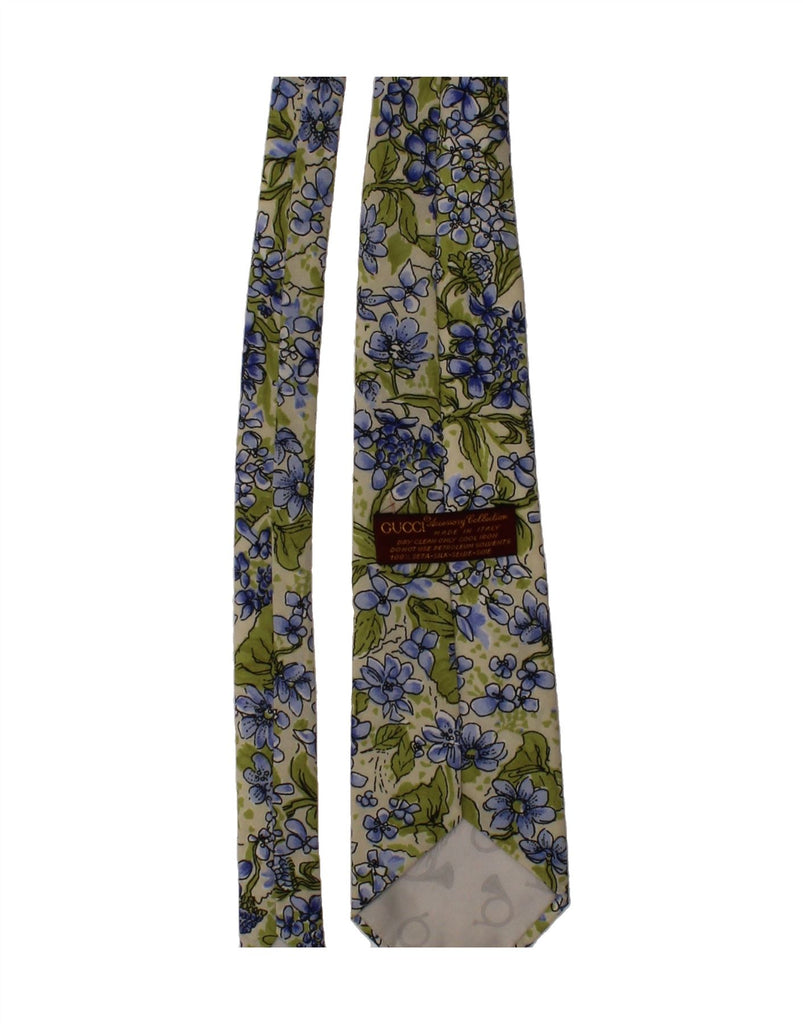 GUCCI Mens Tie One Size Green Floral Silk Vintage Gucci and Second-Hand Gucci from Messina Hembry 