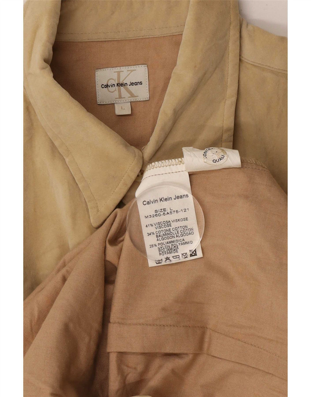 Cămașă pentru bărbați Calvin Klein Jeans, Bej, Viscoză