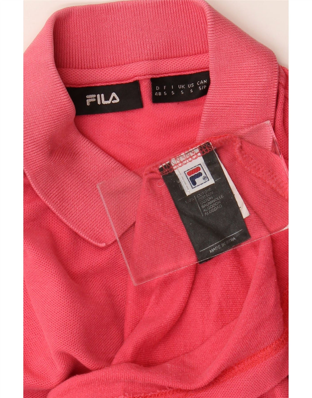 Tricou polo pentru bărbați FILA, bumbac, roz mic