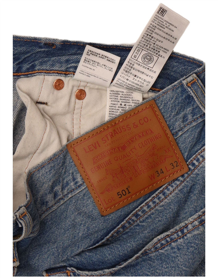 Blugi drepti pentru bărbați LEVI'S 501 W34 L29 Bumbac albastru