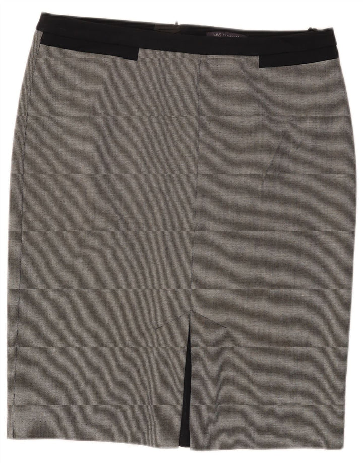 Fusta creion pentru femei Marks & Spencer UK 14 mare W34 poliester cu check negru